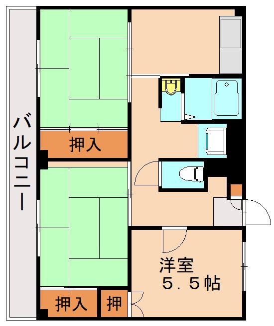 ビレッジハウス則松(3DK/2階)の間取り写真