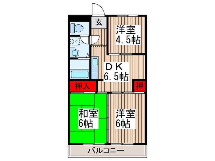 パ―クマンション上尾(3DK/2階)の間取り写真