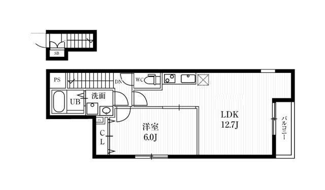 ミハス要町II(1LDK/2階)の間取り写真