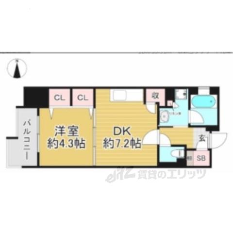 京阪本線 清水五条駅 徒歩4分 11階建 築10年(1LDK/8階)の間取り写真
