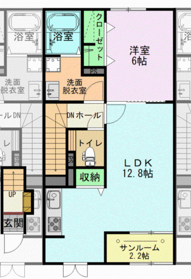 ブリリアント・U(1LDK/2階)の間取り写真