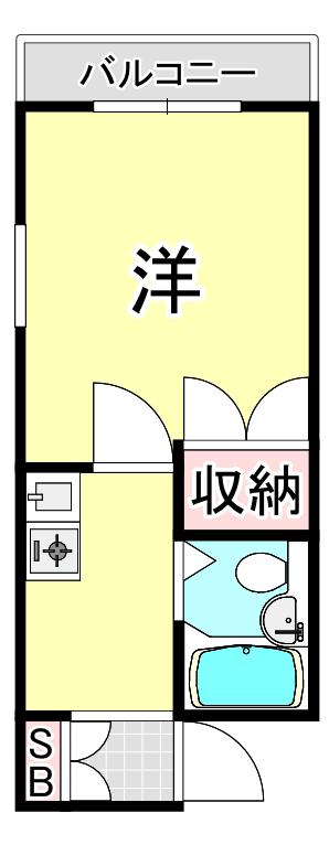 ピュア打出(1K/4階)の間取り写真