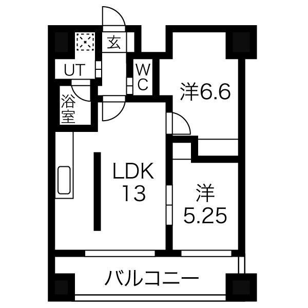 中駒グランヒルズ太閤通駅I(2LDK/14階)の間取り写真