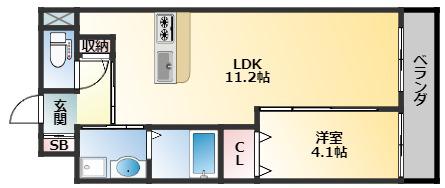 EARTH WELL(1LDK/3階)の間取り写真