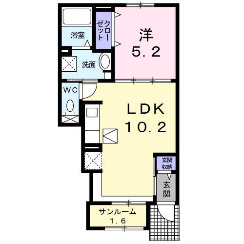 ルミナーレ(1LDK/1階)の間取り写真