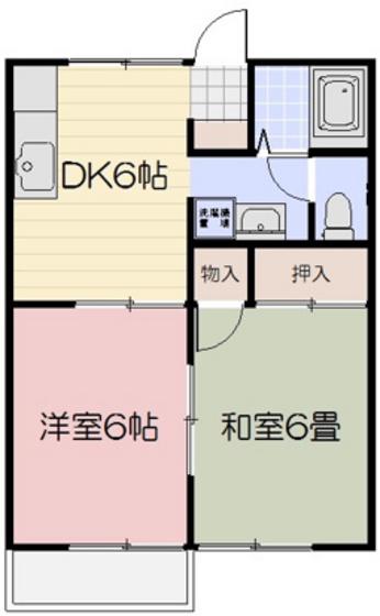 ソレイユキノミB(2DK/1階)の間取り写真