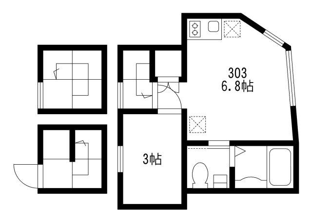 町屋 ALLEY HAUS(1LDK/3階)の間取り写真
