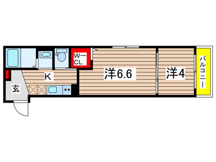 グランダ千葉(2K/1階)の間取り写真
