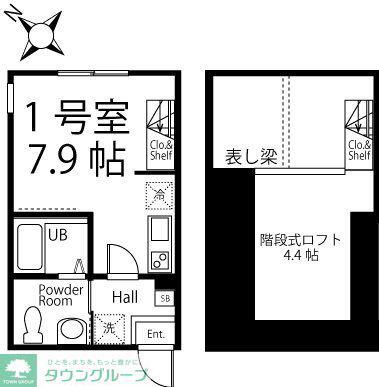 ハーミットクラブハウス山手レジデンス(ワンルーム/1階)の間取り写真