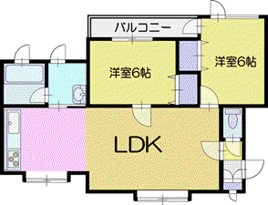 ピュアコートヒルI(2LDK/2階)の間取り写真