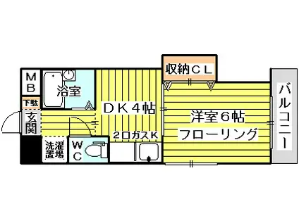 新和ハイツ(1DK/1階)の間取り写真