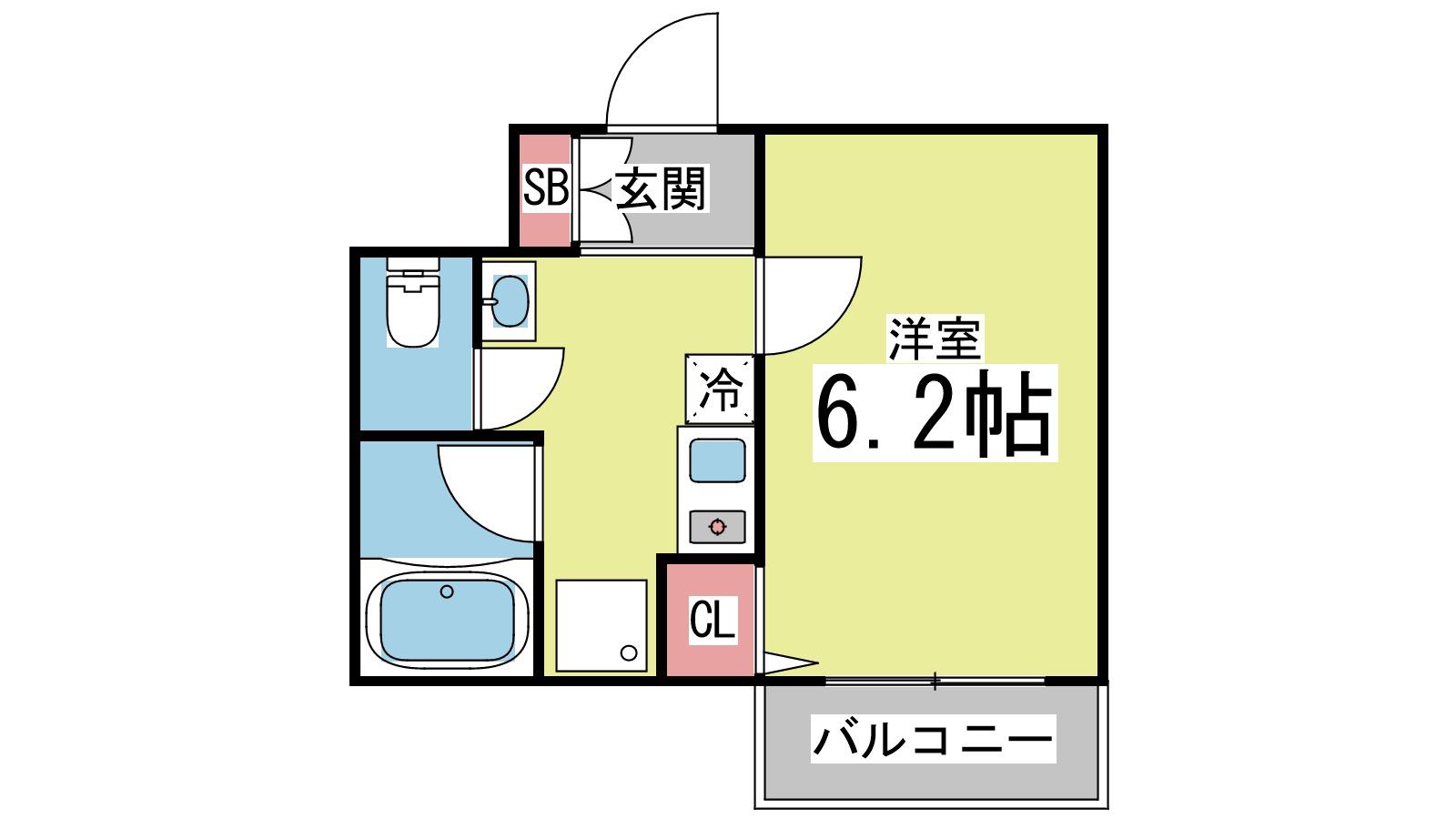 レジデンス六甲III(1K/3階)の間取り写真