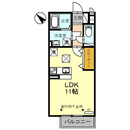 エムステート(ワンルーム/1階)の間取り写真