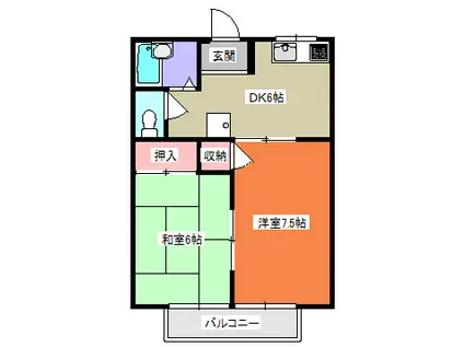 コーポ・ベルウッド(2DK/2階)の間取り写真