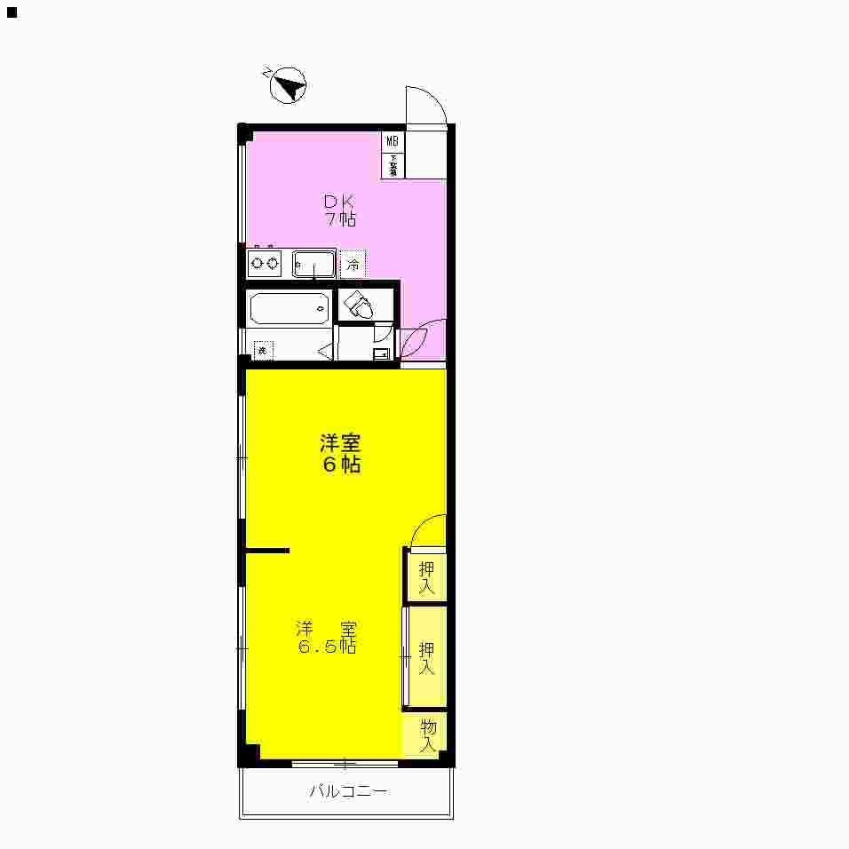 杉浦マンション(1DK/2階)の間取り写真