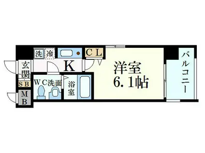 アクロス神戸住吉ステーションフロント(1K/6階)の間取り写真