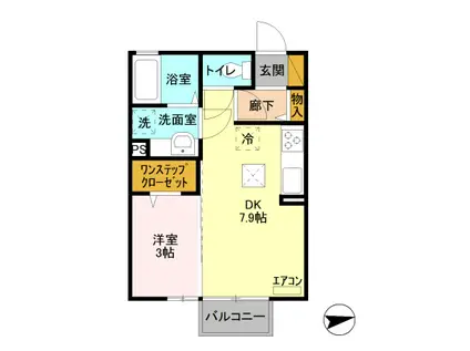 サンメゾン大平 A(1DK/1階)の間取り写真