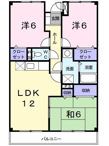 ジャン・ピュールI番館(3LDK/4階)の間取り写真