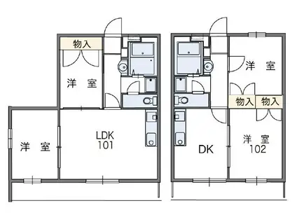 レオパレスハピネス(2DK/1階)の間取り写真