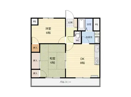 東尾道サクラビル(2DK/3階)の間取り写真