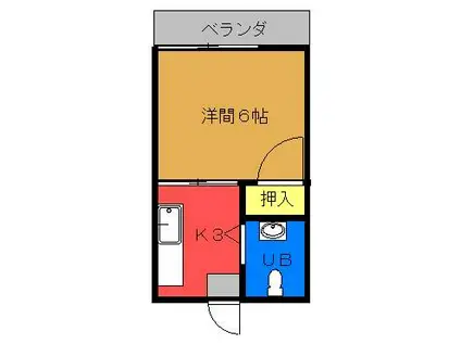 サントハウス長田(1K/3階)の間取り写真