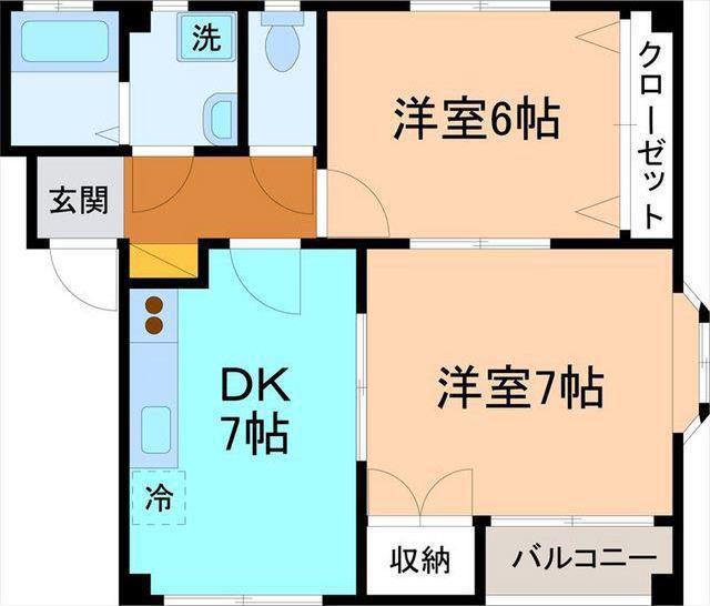 エクセレント増泉A(2DK/2階)の間取り写真