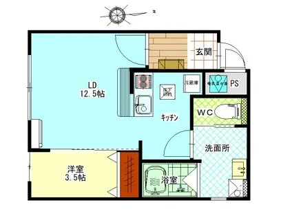 春・ダンデライオン(1LDK/1階)の間取り写真