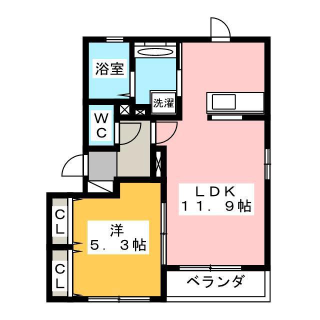 ユイマール A棟(1LDK/3階)の間取り写真