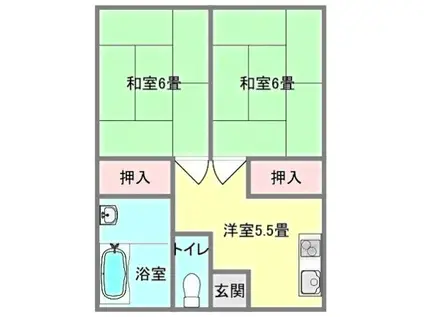 コーポ森(2DK/3階)の間取り写真