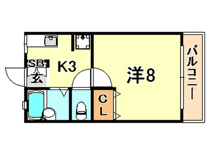 シャルマン六甲(1K/1階)の間取り写真