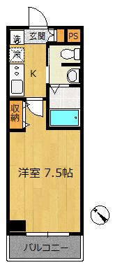 レクサス平田(1K/2階)の間取り写真