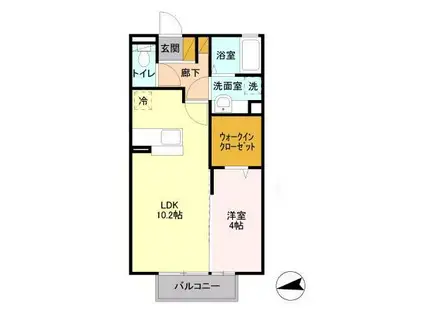 メゾンさち(1LDK/2階)の間取り写真