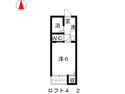 玉島長尾ハイツA棟(1K/2階)の間取り写真