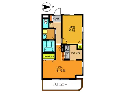 サンヴァーリオ虎丸(1LDK/12階)の間取り写真