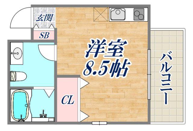 エルデ六甲(ワンルーム/2階)の間取り写真