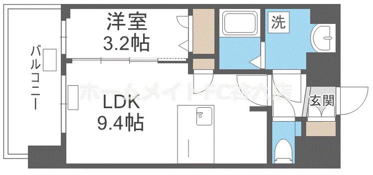 プレサンス緑橋ソレアス(1LDK/13階)の間取り写真