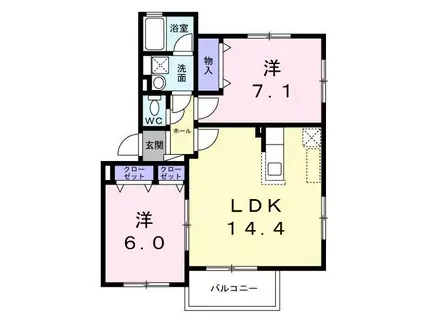 ジャパン・ビレッジウエスト(2LDK/2階)の間取り写真