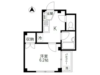 グレース・ニシハラ(1K/3階)の間取り写真