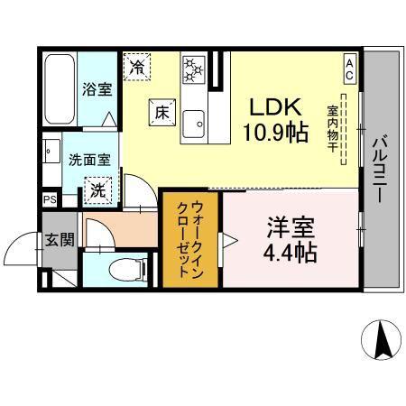 COMMONS(1LDK/1階)の間取り写真