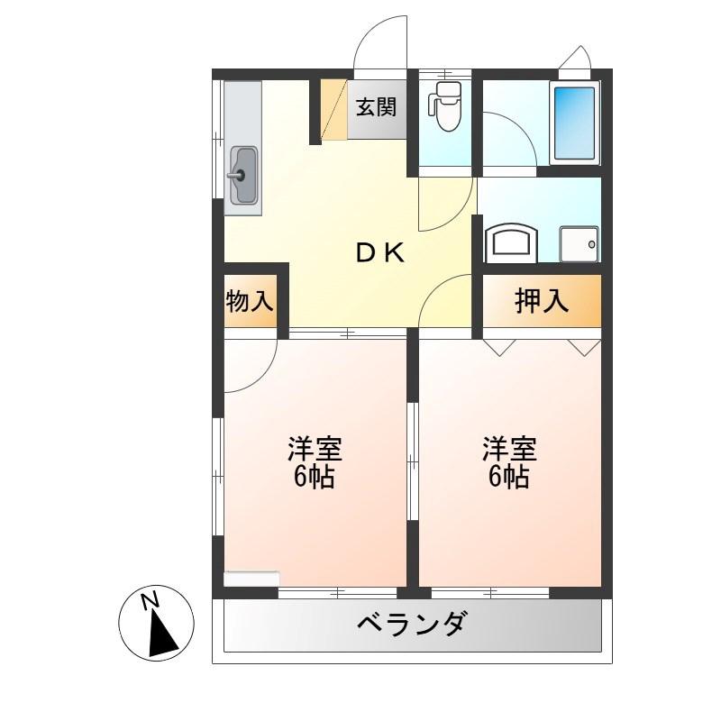 コーポ千代(2DK/1階)の間取り写真