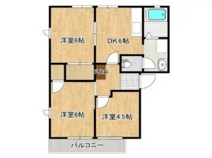 ベルジュールA(3DK/2階)の間取り写真