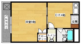 ハイツ矢賀新町II(1K/3階)の間取り写真