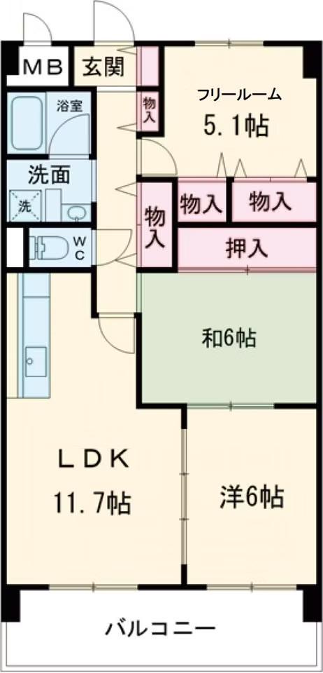 メゾンポレール(3LDK/1階)の間取り写真