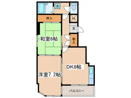 ハイツシャロム(2DK/2階)の間取り写真