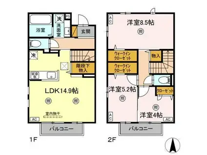 メゾンショコラ B(3LDK/1階)の間取り写真