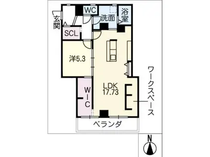 レジデンス神山(1LDK/3階)の間取り写真