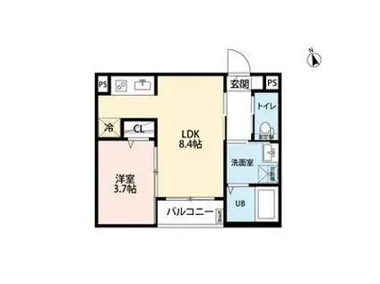 KERASIA(1LDK/1階)の間取り写真