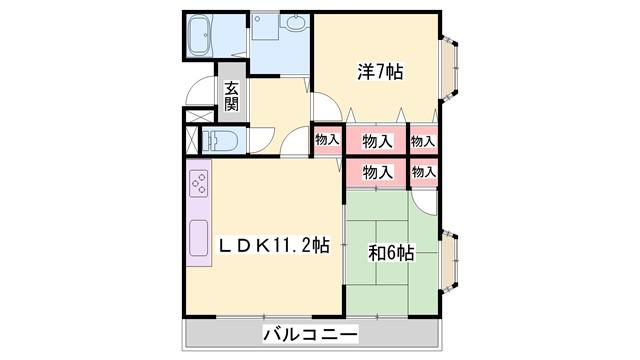 サンローヤル(2LDK/1階)の間取り写真