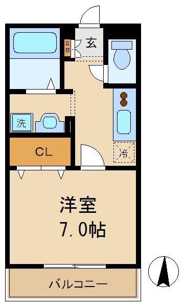 アピテプランシェ(1K/1階)の間取り写真