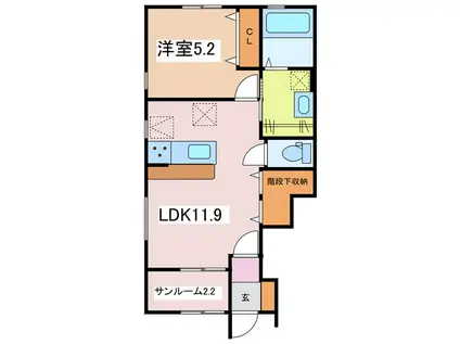 クアトロ常盤A(1LDK/1階)の間取り写真